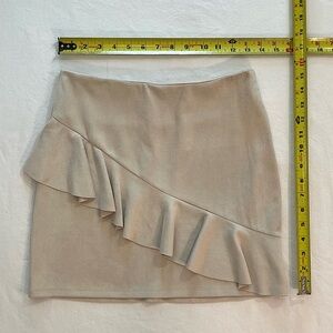 NWT She + Sky Beige Suede Mini Skirt with Ruffle Detail - Size SMALL